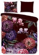 Gerbera organikus pamut egyszemélyes borvörös ágyneműhuzat, 140 x 220 cm - Descanso