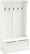 HOMCOM Kabátállvány Cipőtároló Padlófa Előtérhez, 5 Akasztóval és Tárolóhellyel, 96x34x179.7cm, Elefántcsont | Aosom