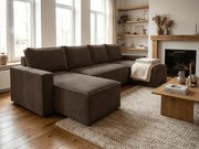 U alakú ülőgarnitúra SMART COSARO 295x140 cm, sötétbarna