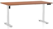 Állítható magasságú asztal OfficeTech B, 160 x 80 cm, fehér alap, cseresznye