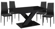 Maasix BKG Magasfényű Fekete 4 személyes étkezőszett Fekete Coleta székekkel N