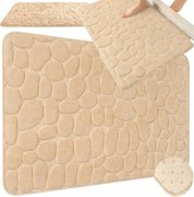 Memóriahabos fürdőszobaszőnyeg, csúszásgátló, 50 x 80 cm, bézs