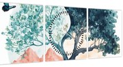 Kép – Akvarellfa tele élettel (órával) (90x30 cm)