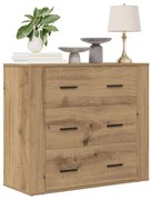 kézműves tölgy színű szerelt fa tálalószekrény 80 x 33 x 70 cm