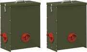 vidaXL Csirke etető 2 pcs Olajzöld 32,5 x 20,5 x 43 cm