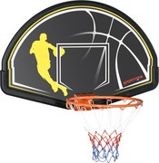 SPORTNOW Fali Kosárlabda Gyűrű Hálóval Beltéri és Kültéri Használatra 110x90x70 cm Fekete és Sárga | Aosom