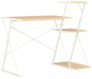 fehér és tölgyszínű íróasztal polccal 116 x 50 x 93 cm
