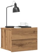 kézműves tölgy színű falra szerelhető éjjeliszekrény 40x32x30cm