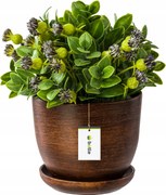 Kerámia kaspó 16x13 cm fa állvány barna sötét