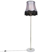 Állólámpa sárgarézzel, Granny búrával fekete-szürke 45 cm - Kaso