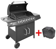 vidaXL fekete gáz grillsütő 6+1 főzőfelülettel