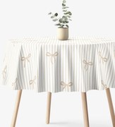 Goldea kör alakú pamut asztalterítő - latte masnik és csíkok Ø 100 cm