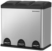 Szelektív hulladékgyűjtő 54L, pedálos szemetes 3 részes