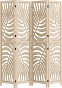 HOMCOM Beltéri 4 Paneles Fahasáb 160 x 170 cm Összecsukható és Hordozható Privátszűrő, Levél Mintás, Eltávolítható Elválasztó Nappaliba, Hálószobába,