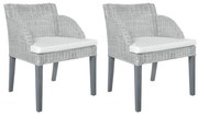 2 db szürke természetes rattan étkezőszék párnával