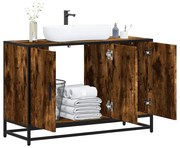 füstös tölgy szerelt fa fürdőszobai mosdószekrény 90x33x60 cm