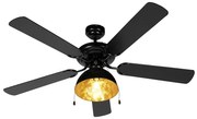 Mennyezeti ventilátor fekete bézs színnel 130 cm húzózsinórral - Mistral Magna