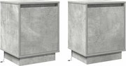 vidaXL Éjjeliszekrény 2 pcs Beton Szürke 39 x 34,5 x 50 cm Faanyag