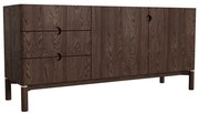 Sötétbarna alacsony komód tölgyfa dekorral 160x73 cm Arun – Unique Furniture
