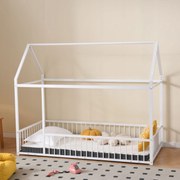 Fém ágy Gyerekágy Egyszemélyes ágy 90x190cm Fehér