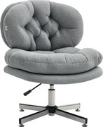 HOMCOM Karfák Nélküli Irodai Szék, Széles Ülésű Íróasztali Szék, Ergonomikusan Állítható Forgószék Vászon Hatású Kárpittal, Testreszabott Ülésű Szék,