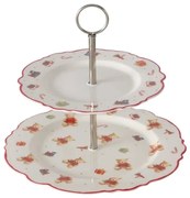 Karácsonyi macis porcelán süteményes kínáló 2 emeletes