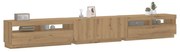kézműves tölgy szerelt fa TV-szekrény LED-ekkel 300x35x40 cm