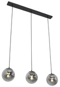 Art Deco lógólámpa fekete és füstüveggel 3-lámpás - Pallon