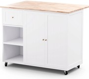 Blumfeldt Etsu, tálalókocsi, kihúzható munkalap, 2 fiók, 2 ajtó, 2 polc, görgők rögzítőfékkel, tárolóhely, egyszerű tisztítás