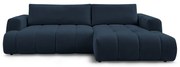 Sötétkék kinyitható-tárolóhelyes sarokkanapé (jobb oldali-heverő résszel) Fuji – Bobochic Paris