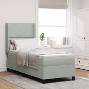 Box Spring Ágy Matraccal és LED Világosszürke 80x200 cm Bársony