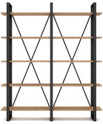 Fekete-natúr színű polcos állvány tölgyfa dekorral 150x180 cm Aviva – Marckeric