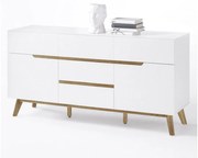 Cervo polcos-fiókos komód, matt fehér MDF, 145 cm