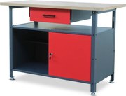 Műhelyasztal ERIC, 1200 x 850 x 600 mm, antracit-vörös