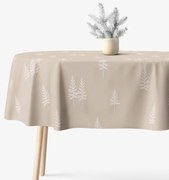 Goldea karácsonyi ovális asztalterítő erős  pamutból - északi fenyők 120 x 160 cm