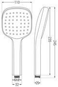 Mexen tartozékok - kézizuhanyfej Oval R-33, 1 funkciós, króm-fehér, 79533-02