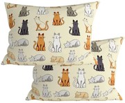 2 darab dekoratív párnahuzat szett COLORED CATS BLEND 70x90 cm, krémszínű