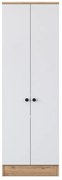 Fehér-natúr színű ruhásszekrény diófa dekorral 60x183 cm Theresa – Kalune Design