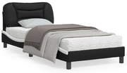 fekete és fehér műbőr ágykeret matrac nélkül Hvar 90 x 200 cm