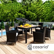 Deuba Berlin 1+6 rattan kerti garnitúra - fekete/fa