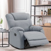 TV és relaxációs fotel, manuálisan dönthető, világosszürke szövetkárpitozással