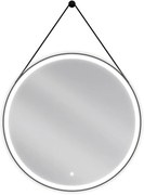 Mexen Reni kerek, megvilágított fürdőszobai tükör, 80 cm, 6000K LED, párásodásgátló, fekete keret - 9812-080-080-611-70