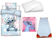 Disney Lilo és Stitch, A csillagkutya Pastel Blue Planet gyerek, ovis ágyneműhuzat, derékalj, tornazsák és paplan/párna szett 100x135 cm 40x60 cm