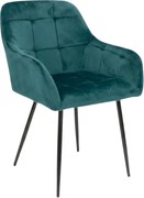 Sötétzöld LOREN VELVET étkezőfotel fekete lábakkal