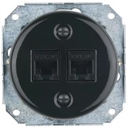 Bohemia-Design - Porcelán. retro ethernet aljzat keret nélküli 2x CAT.5E fekete