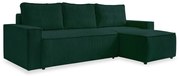 Sötétzöld kordbársony kinyitható sarokkanapé (variálható) Brave Dave – Miuform