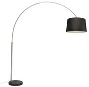 Acél ívlámpát szövet árnyékolóval fekete 45 cm - XXL