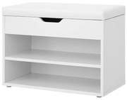 Cipőpad, cipőtartó összecsukható párnázott üléssel, fehér