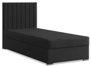 Agen egyszemélyes ágy, szövet, ágyneműtartóval, fekete