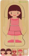 Fa réteges puzzle testépítő montessori lány